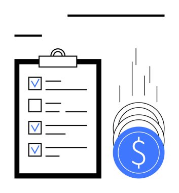 İşaretli kutular ve dolar işaretli bozuk paralar. Finans, bütçe, tasarruf, mali planlama, muhasebe, yatırım, bankacılık için ideal. Satır metaforu