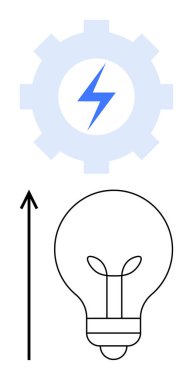 Dikey ok ampullü bir vites. Yenilik için ideal, verimlilik, yaratıcılık, ilerleme, enerji, teknoloji, fikirler. Satır metaforu