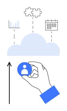 Elle tutulan kullanıcı simgesi bulmacaları ve takvimi ile buluta bağlanıyor. Bulut depolama, veri entegrasyonu, dijital işbirliği, takım çalışması, proje planlaması ve yenilik için ideal. Satır metaforu