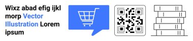 Mavi sohbet balonunda alışveriş arabası, siyah QR kodu ve yer tutucu metni olan bir yığın kitap. E-ticaret, dijital pazarlama, teknoloji, eğitim, çevrimiçi alışveriş, tarama hizmetleri için ideal
