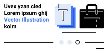T sembollü kağıtlar, katmanlı mavi çarşaflar, siyah evrak çantası, soyut çizgiler, daireler. İş için ideal, ofis malzemeleri, organizasyon, modern ticaret, dijital belgeler, kurumsal tasarımlar