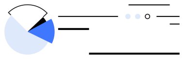Minimalist pasta grafiği, üç segmenti, paralel çizgiler, noktalar ve veri analizini temsil eden bir çember. İş raporları, eğitim materyalleri, veri görselleştirmeleri için ideal