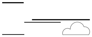Değişen uzunlukların yatay çizgilerinin yanında tek bulut. Hava, teknoloji, basitlik, minimalizm, çevre, web tasarımı ve iletişim temaları için idealdir. Satır metaforu