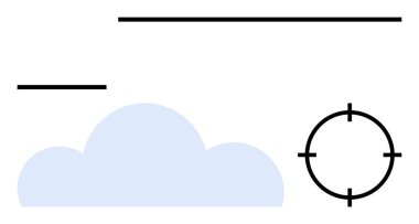 Hedef işaretli ve arka planda yatay çizgileri olan bir bulut. Bulut teknolojisi, hassasiyet, veri yönetimi, depolama çözümleri, analitik, siber güvenlik ve ağ kurmak için ideal. Çizgi