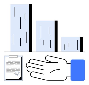 Bar grafiği büyümeyi, el sıkışmayı simgeler. İmzalı belge anlaşmayı temsil eder. İş, büyüme, ortaklık, finans, müzakere sözleşmesi, takım çalışması temaları için ideal. Çizgi