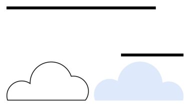 İki bulutun minimalist çizimi, biri siyah-beyaz, biri mavi, yanında üç siyah çizgi. Web tasarımı, sunumlar, posterler, reklamlar, çocuk kitapları için ideal arkaplan bilgileri
