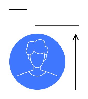 Mavi daireli siluet siyah çizgiler hareket yaratır. İş için ideal, büyüme, yenilik, yaratıcılık, başarı, yön, basitlik. Satır metaforu