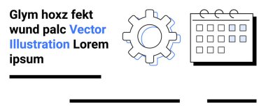 Takvimin yanında bir vites, yanında da yer tutucu metin. İş, iş akışı, programlama, planlama, organizasyon, proje yönetimi ve üretkenlik temaları için ideal. İniş sayfası
