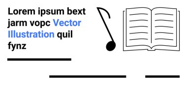Açık kitap, siyah metin ve soyut satırlar içeren müzik notaları. Eğitim, yayıncılık, müzik, bloglar, sunumlar, dersler, web siteleri için idealdir. İniş sayfası