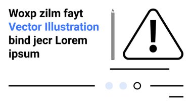 Ünlem uyarı üçgeni, metin, kalem, çizgiler, daireler. Pankart, tabela, eğitim içeriği, uyarı uyarıları, web sitesi tasarımı, bilgi grafikleri, iniş sayfası için ideal