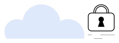 Kilitli bir asma kilidin yanında açık mavi renkli bulut simgesi güvenli bir depoyu simgeliyor. Veri güvenliği, bulut bilgisayarı, çevrimiçi gizlilik, güvenli depolama çözümleri, siber güvenlik, bilişim hizmetleri, ağ için ideal