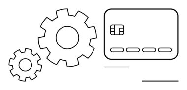 Fintech 'i, dijital ödemeleri ve makineleşmeyi temsil eden kredi kartı bağlantıları. Finans, teknoloji, otomasyon, bankacılık, yenilik, çevrimiçi işlem sistemi verimliliği için ideal