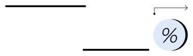 Düz siyah çizgiler yukarı doğru ok ile yarım daire şeklinde minimalist yüzde sembolü kesiştiriyor. Finansal büyüme, iş stratejisi, yüzde artışı ve matematiksel kavramlar için ideal