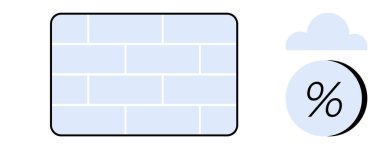 Tuğla güvenlik duvarı ve bulut simgesinin altındaki yüzde işareti veri şifreleme ve güvenliğini temsil ediyor. Bulut bilgisayarı, siber güvenlik, veri koruması, dijital mahremiyet ve bilgi teknolojisi için ideal