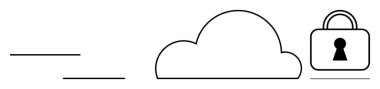 Güvenlik önlemlerini vurgulayan asma kilidin yanındaki bulut simgesi. Siber güvenlik, veri koruması, çevrimiçi güvenlik, bulut hesaplama, bilişim altyapısı, gizlilik, güvenli veri depolama için ideal. Çizgi