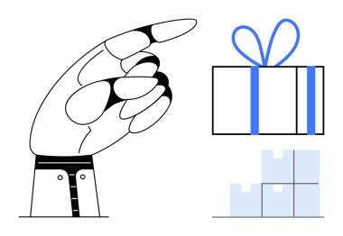 Paketlenmiş bir hediye kutusunu ve kargo kutularını gösteren bir el. Teslimat hizmetleri, lojistik, nakliye, e-ticaret, hediye verme, iş sunumları, pazarlama görselleri için ideal. Satır metaforu