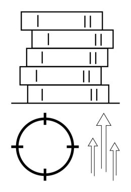 Öğrenmeyi vurgulayan kitap yığını, odaklanmayı gösteren hedef işareti ve büyümeyi sembolize eden üç ok. Eğitim, üretkenlik, hedef belirleme, motivasyon, kendini geliştirme, kariyer için ideal