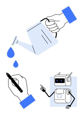 Sulama el çizebilir ve robot yaratıcılığı, teknolojiyi ve büyümeyi ön plana çıkarabilir. Yenilik, eğitim, dijital tasarım, yapay zeka, kavramsal sanat, büyüme stratejileri için ideal