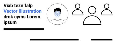 Soyut şekilli karakterler, üç ana hatlı insan, metin blokları. İş sunumları, takım tanıtımları, eğitim materyalleri, bilgi unsurları, sosyal medya, web için ideal