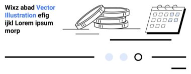Birikmiş bozuk paralar, bir takvim ve metin elemanları. Finans, bütçe, zaman yönetimi, planlama, organizasyon, programlama, iş kavramları için idealdir. İniş sayfası