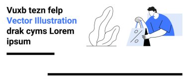 Elinde alışveriş poşetleri, soyut bitki illüstrasyonu ve yer tutucu metni tutan kişi. E-ticaret, alışveriş, pazarlama, perakende, reklam afişleri yaratıcı tasarımlar için idealdir. İniş sayfası