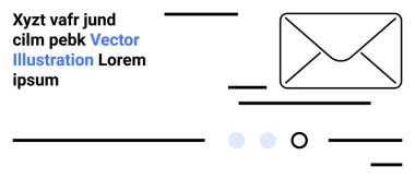 Zarf, yatay çizgiler, mavi daireler. E- posta pazarlama, dijital iletişim, iletişim formları, mesajlaşma uygulamaları, bültenler, iş yazışmaları, iniş sayfası için ideal