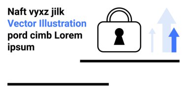 Mavi-gri okların yanında büyümeyi simgeleyen asma kilit. Siyah ve mavi metin elemanları önemli ve yer tutucu bilgilerin bir karışımını öneriyor. Veri için ideal