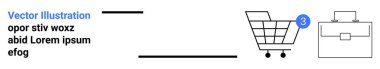 Bildirim çemberli siyah alışveriş arabası, bavul ikonu, yer tutucu metni alıntısı. E-ticaret, iş kararları, bildirimler, satış verileri, üretkenlik, web sitesi ve cep telefonu için ideal