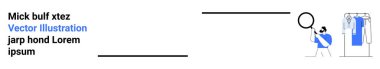 İnce eleyip sık dokuma, titiz değerlendirme ve kalite kontrolü gösteren bir büyüteç kullanarak raftaki giysileri inceleyen kişi. Çevrimiçi alışveriş, perakende yönetim, e-ticaret, ürün kalitesi ve müşteri için ideal