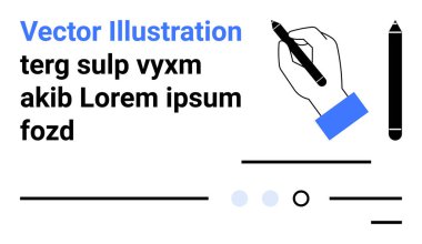 Elin kalem, metin blokları, soyut şekiller, satırlar. Tasarım, sunum, yaratıcılık, minimalizm, profesyonel iş, iniş sayfaları için ideal. İniş sayfası