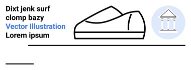 Minimalist ayakkabı izi, dairesel tapınak ikonu, yer tutucu metin. Moda, ayakkabı tasarımı, mimari, grafik tasarımı, sunumlar, markalaşma, eğitim malzemeleri için ideal. İniş sayfası