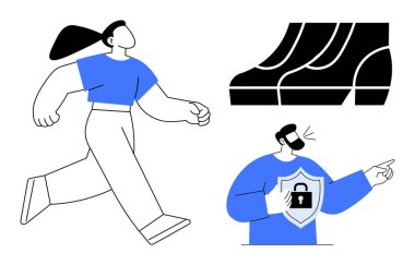 Hareketli yürüyen kişi, kilit simgesi taşıyan bir kalkanı ve basamakları olan kişi. Liderlik, güvenlik, ilerleme, motivasyon, yön bulma, güçlendirme için idealdir. Soyut