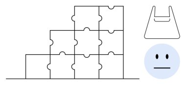 Bir piramit oluşturan altı iç içe geçmiş bulmaca parçası, tarafsızlığı ifade eden basit bir yüz ve sorun çözme, takım çalışması, karmaşıklık, duygu, strateji, yapı organizasyonu için ideal bir aksesuar.