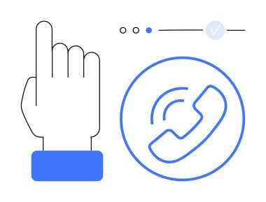 Bir daire içinde telefon ikonu ve ilerleme göstergesi ile yukarı doğru uzanıyor. İletişim, destek hizmetleri, müşteri hizmetleri, teknoloji, uygulamalar, kullanıcı arayüzü, mobil hizmetler için idealdir. Çizgi