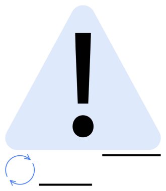 Mavi üçgende büyük ünlem işareti, dairesel oklar ve aşağıdaki çizgiler. Güncellemeler, uyarılar, duyurular, hata bildirimleri, uyarılar, süreç akışı, görev dikkati soyut çizgi için idealdir