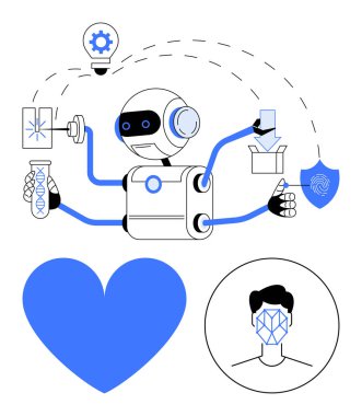 Birden fazla kolu tamamlayan robot DNA araştırmasını, fikir üretimini, yüz tanıma sistemini ve parmak izi güvenliğini onaylıyor. Yapay zeka, otomasyon, yenilik, teknoloji araştırması, sağlık hizmetleri için ideal