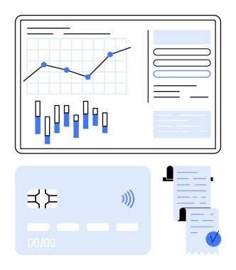 Veri analiz paneli, bar ve hat çizelgeleri, etkileşimli formlar, kredi kartı ve makbuzlar. Finans, bütçe, e-ticaret, ödeme işlemleri, iş analizi, soyut hesaplama için ideal