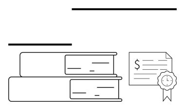 Bir sertifika yanında kitap yığını bilgi, eğitim ve başarıyı ön plana çıkarır. Akademik başarı, öğrenim, sertifika, okuma, bilimsel uğraşlar, sürekli gelişme için ideal