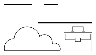 Minimalist çizgileri olan bir çantanın yanında bulut şekli iş teknolojisi, veri depolama ve üretkenlik taşır. Teknoloji, iş, uzaktan çalışma, planlama, yenilik ve soyut minimalizm için ideal