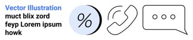 Yüzdelik sembol, telefon görüşmesi ve sohbet balonu. Finans, iletişim, müşteri hizmetleri, mobil uygulama, iş sunumları, pazarlama ve sosyal medya için idealdir. İniş sayfası