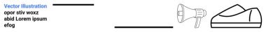 Megafon ve ayakkabı çizgisi sanatı. Minimalist tasarım. Pazarlama kampanyaları, promosyonlar, reklamlar, iletişim araçları, ses duyuruları, perakende markalar için ideal. İniş sayfası