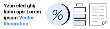 Yüzde sembolü, bar tablosu, yer tutucu metnin yanında metin olan belge. Mali raporlar, veri analizi, iş sunumları, eğitim içeriği, web siteleri, bilgi grafikleri, uygulama tasarımı için ideal