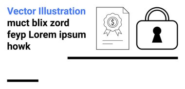 Güvenlik ve korumayı sembolize eden mühürlü bir belge ve kilit simgesi. Veri güvenliği, belge koruması, çevrimiçi güvenlik, dijital mahremiyet, güvenli işlemler gibi konular için ideal