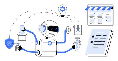 Laboratuvar deneyi, paketlerle ilgilenmek, siber güvenlik ve online alışveriş gibi çok fonksiyonlu robotlar. Teknoloji, otomasyon, araştırma, e-ticaret, yenilik için ideal