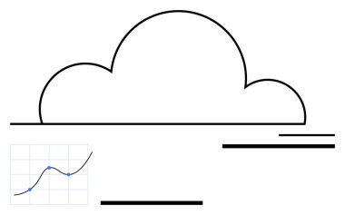 Cloud outline with lines and a graph input taşıma teknolojisi, veri analizi ve bağlantı. Teknoloji, yenilik, bulut hizmetleri, veri yönetimi, sistem entegrasyonu ve iletişim için ideal