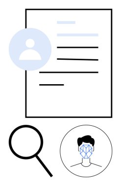 Kullanıcı profilli iş başvurusu, aday arama için büyüteç ve yüz tanıma programı. İdeal İK, işe alım, işe alım süreci, yetenek yönetimi, dijital profiller, biyometrik kimlik