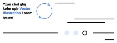 Siyah metin, mavi dairesel oklar, yatay çizgiler, noktalar, düzen. Minimalist tasarım, basitlik, berraklık, organizasyon, markalaşma, modern web tasarımı, soyut sanat için ideal. İniş sayfası