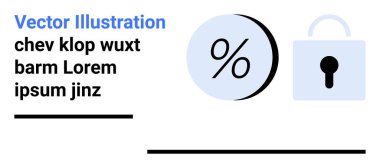 Güvenli veri analizini gösteren kilit ve yüzde sembolleri. Siber güvenlik, veri koruması, mali raporlar, çevrimiçi gizlilik, şifreleme hizmetleri, güvenli işlemler, ekommerce için idealdir. İniş