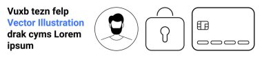 Kilit ve kredi kartı ikonu olan bir adamın profil avatarı. Kimlik koruması, çevrimiçi güvenlik, kullanıcı doğrulaması, fintech, veri gizliliği, dijital bankacılık ve siber güvenlik için ideal. İniş