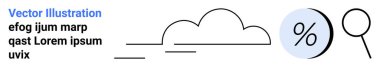 Bulut simgesi, mavi daireli yüzde işareti ve büyüteç. Veri analizi, finansal hizmetler, teknoloji, bulut hesaplama, pazarlama, araştırma ve eğitim için ideal. İniş sayfası